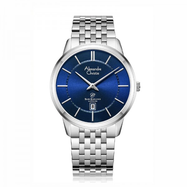Alexandre Christie AC 8709 Silver Blue Man Slim Elegance Sapphire MDBSSBU